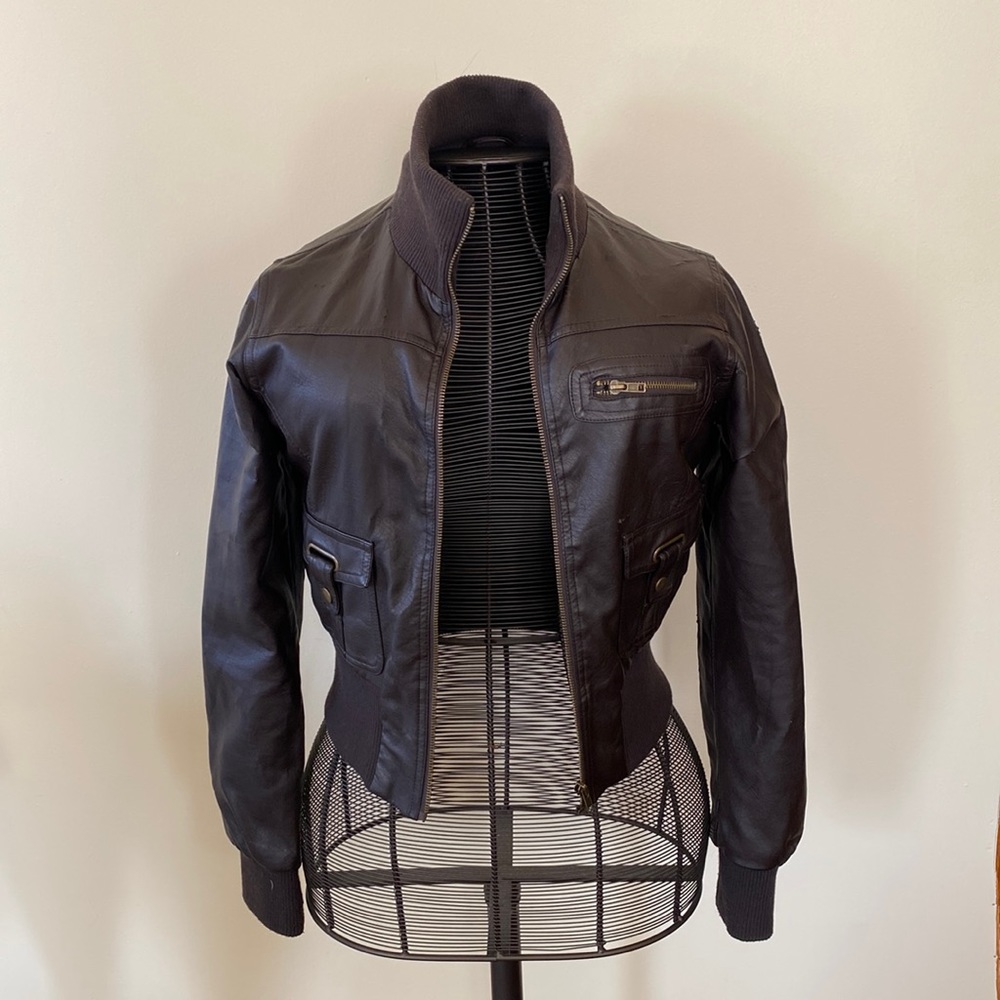 Pilot style vegan leather jacket
